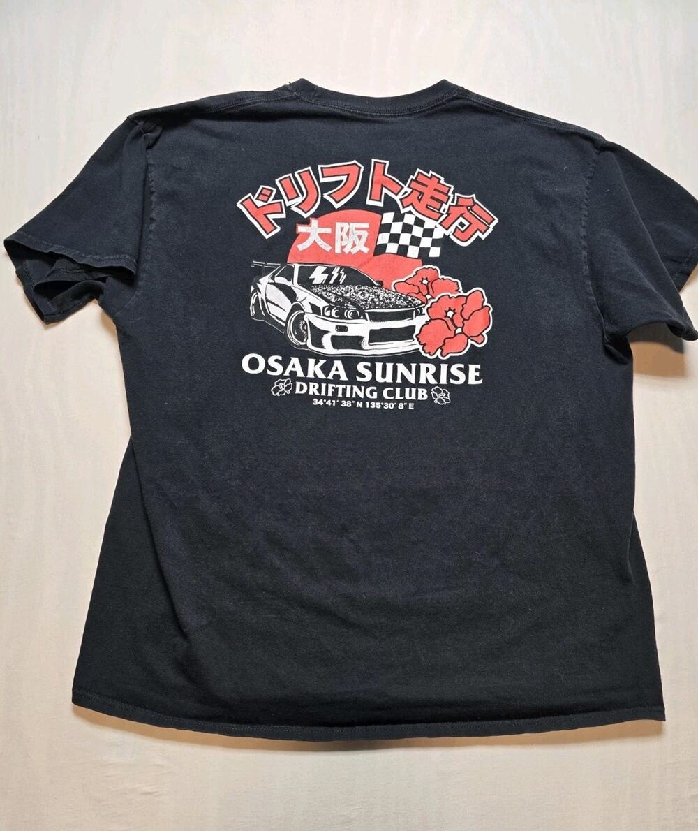 SCW Osaka Sunrise Black Red Japanese Racing T-Shirt Men Size M